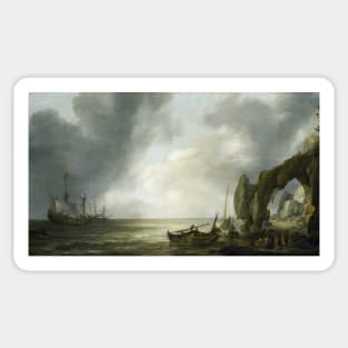 Dutch Men-of-War off a Craggy Coast by Simon de Vlieger Sticker